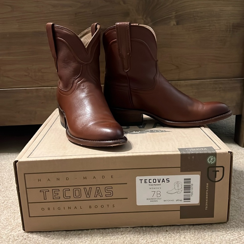 Tecovas Penny Bourbon Calf Brown Cowboy Boots